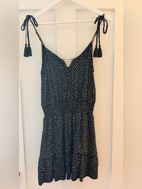 saltwater LUXE Black and white dress with shoulder ties.